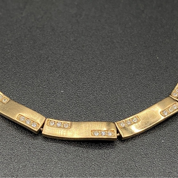 Monet Vintage Gold Tone Link Necklace and Clip On Earrings with Sparkly Accent - Picture 14 of 16